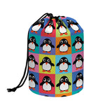 Cute Colorful Penguin Pattern Print Drawstring Makeup Bag
