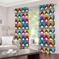Cute Colorful Penguin Pattern Print Extra Wide Grommet Curtains