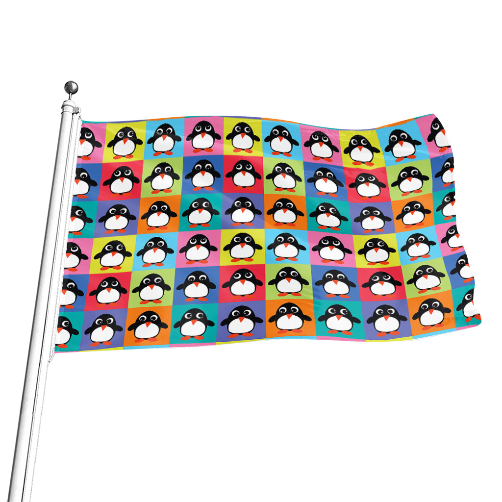 Cute Colorful Penguin Pattern Print Flag