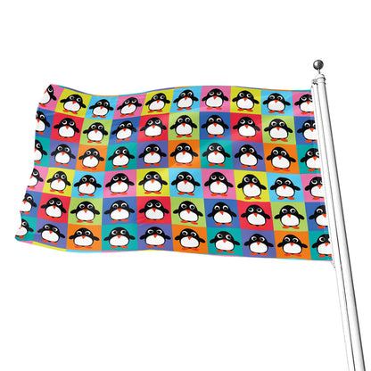 Cute Colorful Penguin Pattern Print Flag