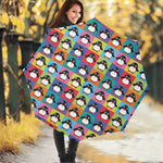 Cute Colorful Penguin Pattern Print Foldable Umbrella