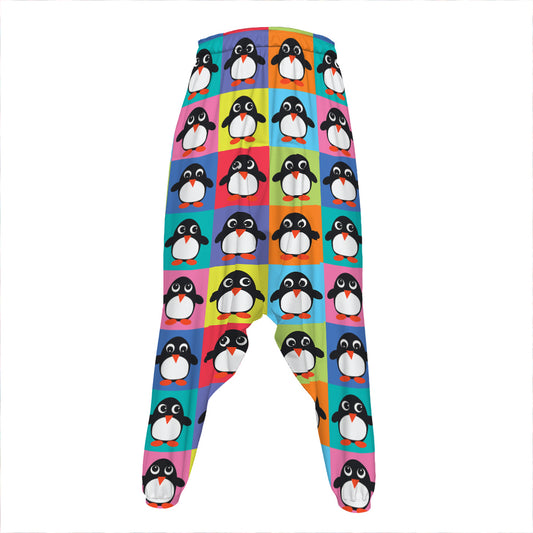 Cute Colorful Penguin Pattern Print Hammer Pants