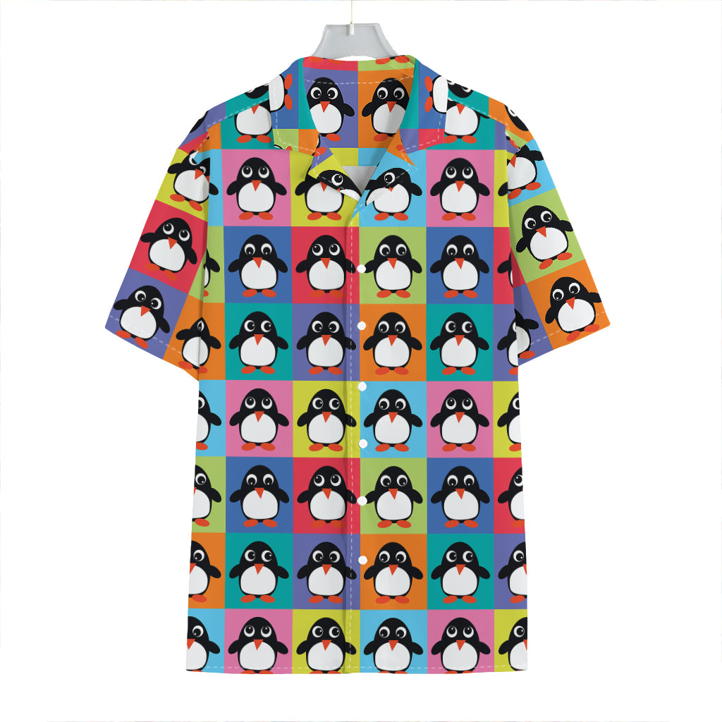 Cute Colorful Penguin Pattern Print Hawaiian Shirt