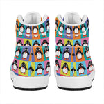 Cute Colorful Penguin Pattern Print High Top Leather Sneakers
