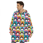 Cute Colorful Penguin Pattern Print Hoodie Blanket