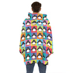 Cute Colorful Penguin Pattern Print Hoodie Blanket