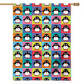 Cute Colorful Penguin Pattern Print House Flag