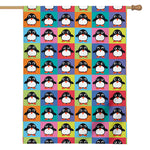 Cute Colorful Penguin Pattern Print House Flag