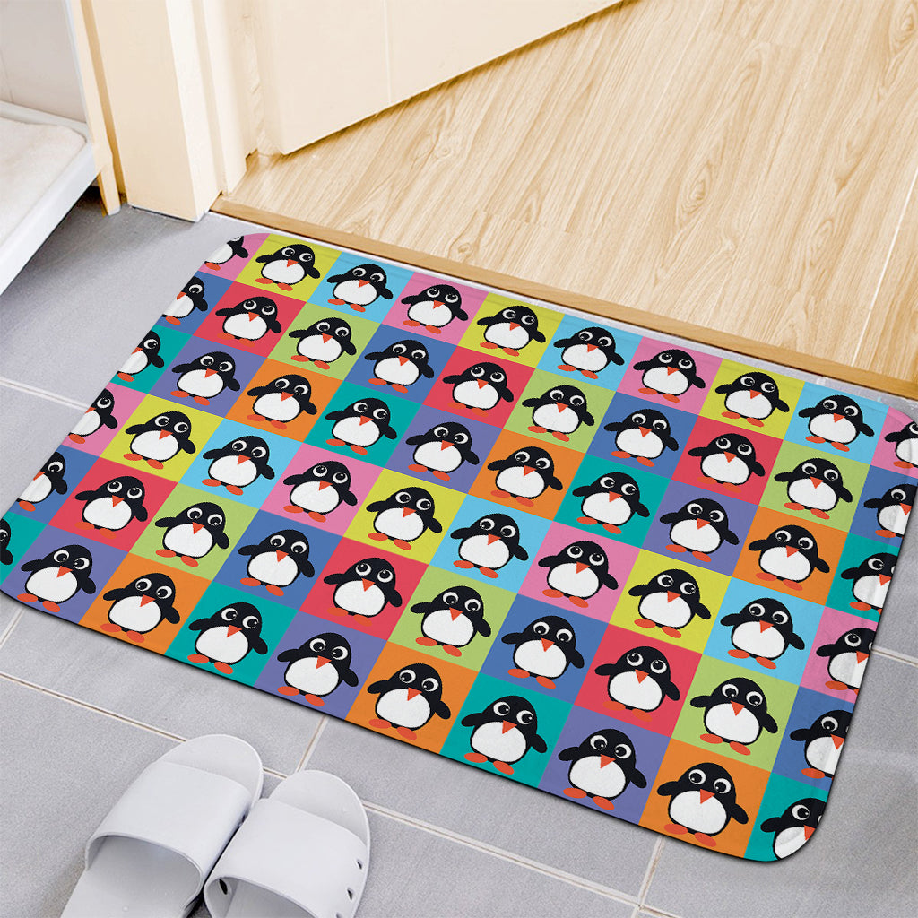 Cute Colorful Penguin Pattern Print Indoor Door Mat