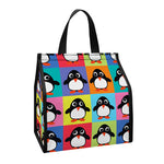 Cute Colorful Penguin Pattern Print Insulated Lunch Tote
