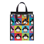 Cute Colorful Penguin Pattern Print Insulated Lunch Tote