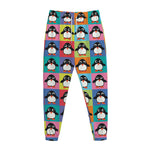 Cute Colorful Penguin Pattern Print Jogger Pants