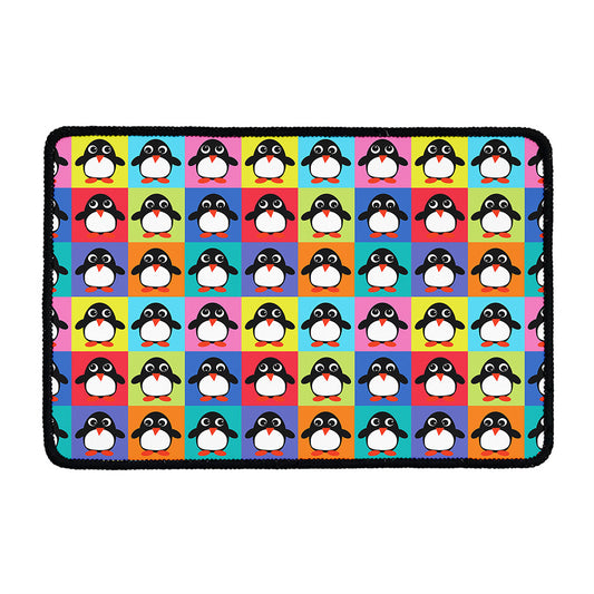Cute Colorful Penguin Pattern Print Kitchen Mat