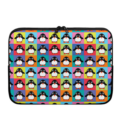 Cute Colorful Penguin Pattern Print Laptop Sleeve