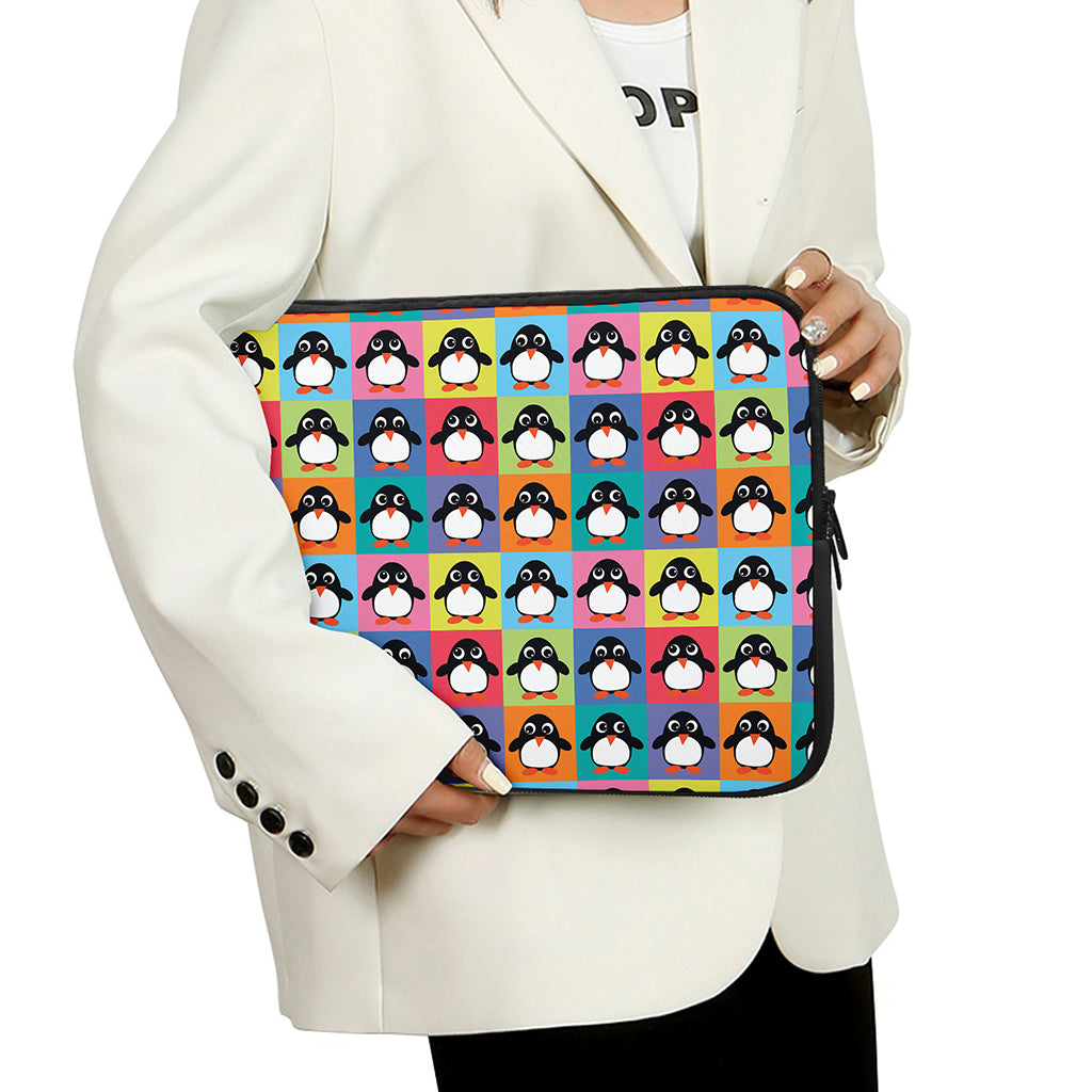 Cute Colorful Penguin Pattern Print Laptop Sleeve