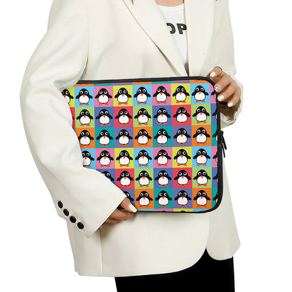 Cute Colorful Penguin Pattern Print Laptop Sleeve