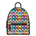 Cute Colorful Penguin Pattern Print Leather Backpack