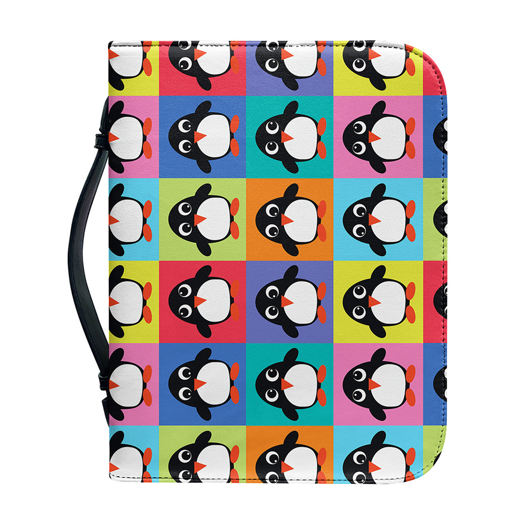 Cute Colorful Penguin Pattern Print Leather Bible Cover