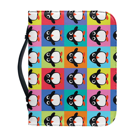 Cute Colorful Penguin Pattern Print Leather Bible Cover