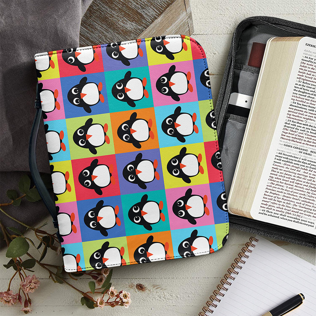 Cute Colorful Penguin Pattern Print Leather Bible Cover