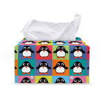 Cute Colorful Penguin Pattern Print Leather Tissue Box Cover