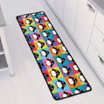 Cute Colorful Penguin Pattern Print Long Kitchen Mat