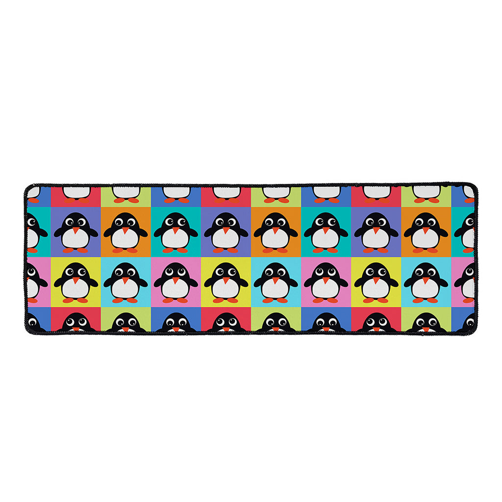 Cute Colorful Penguin Pattern Print Long Kitchen Mat