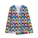 Cute Colorful Penguin Pattern Print Long Sleeve Short Coat
