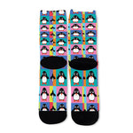 Cute Colorful Penguin Pattern Print Long Socks