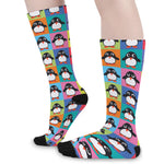 Cute Colorful Penguin Pattern Print Long Socks