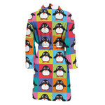 Cute Colorful Penguin Pattern Print Men's Bathrobe