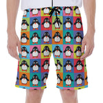 Cute Colorful Penguin Pattern Print Men's Beach Shorts