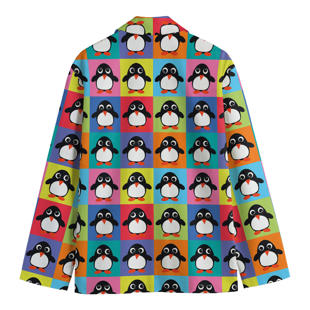 Cute Colorful Penguin Pattern Print Men's Blazer
