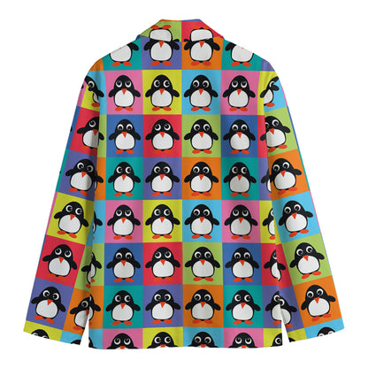 Cute Colorful Penguin Pattern Print Men's Blazer