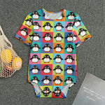 Cute Colorful Penguin Pattern Print Men's Bodysuit