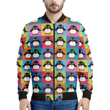 Cute Colorful Penguin Pattern Print Men's Bomber Jacket