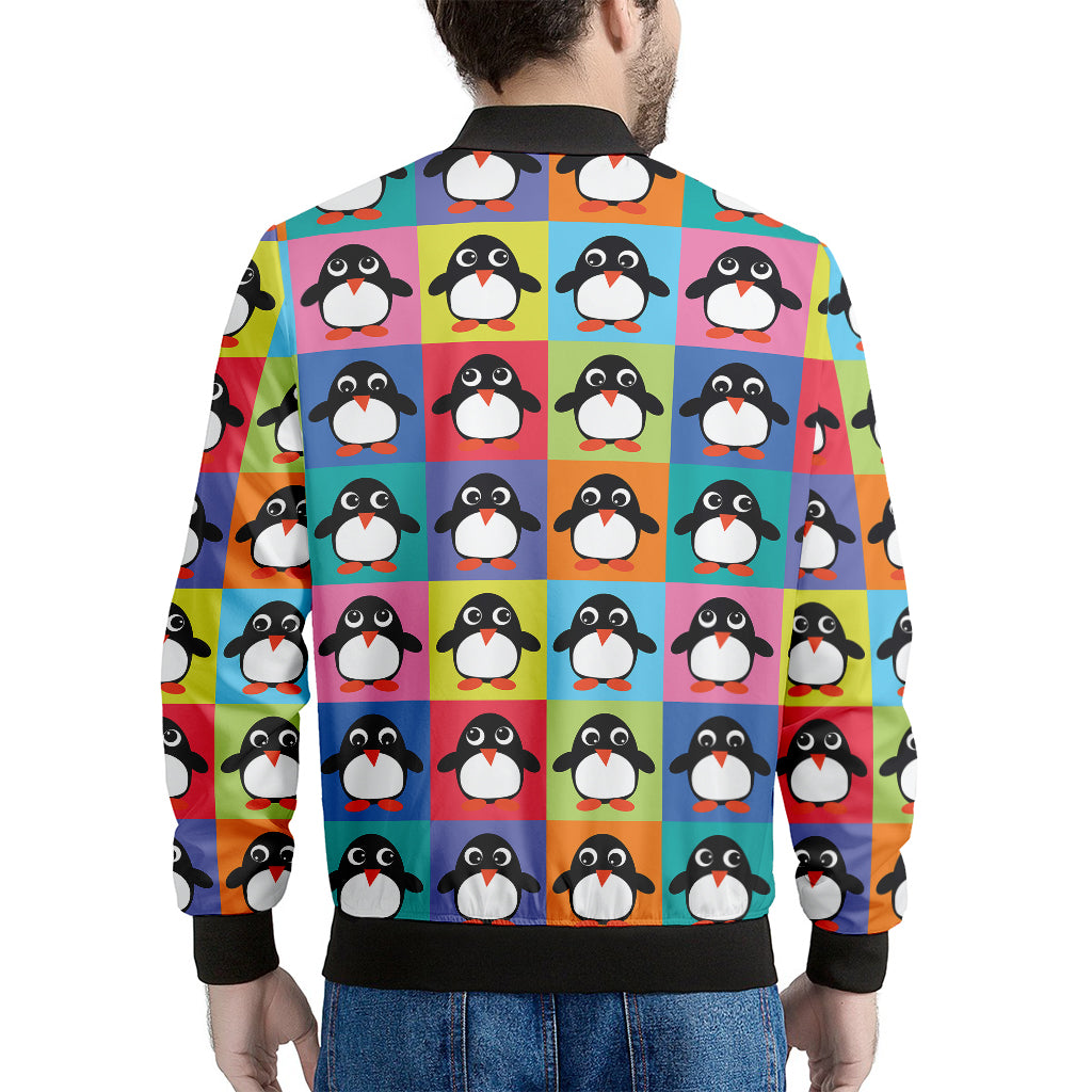 Cute Colorful Penguin Pattern Print Men's Bomber Jacket