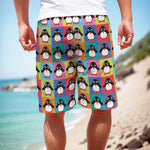 Cute Colorful Penguin Pattern Print Men's Cargo Shorts