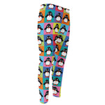 Cute Colorful Penguin Pattern Print Men's Compression Pants