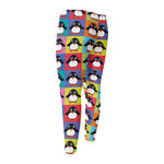 Cute Colorful Penguin Pattern Print Men's Compression Pants