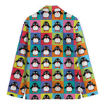 Cute Colorful Penguin Pattern Print Men's Cotton Blazer