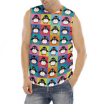 Cute Colorful Penguin Pattern Print Men's Fitness Tank Top
