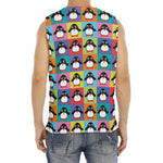Cute Colorful Penguin Pattern Print Men's Fitness Tank Top