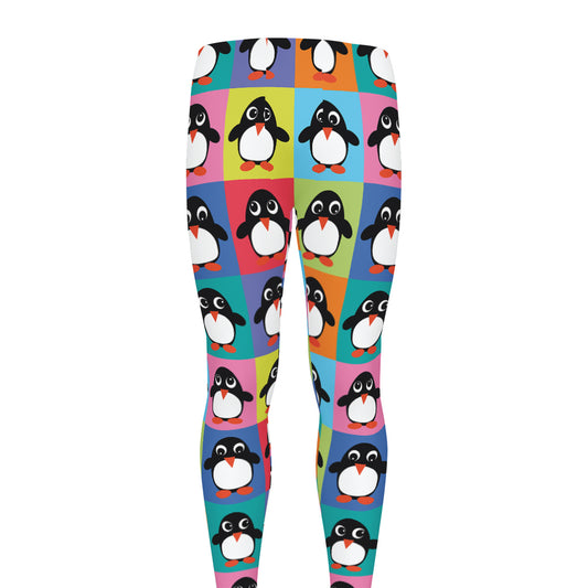 Cute Colorful Penguin Pattern Print Men's leggings