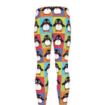 Cute Colorful Penguin Pattern Print Men's leggings