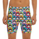Cute Colorful Penguin Pattern Print Men's Long Boxer Briefs