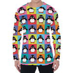 Cute Colorful Penguin Pattern Print Men's Long Sleeve T-Shirt