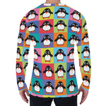 Cute Colorful Penguin Pattern Print Men's Long Sleeve T-Shirt