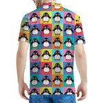Cute Colorful Penguin Pattern Print Men's Polo Shirt