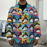 Cute Colorful Penguin Pattern Print Men's Shirt Jacket